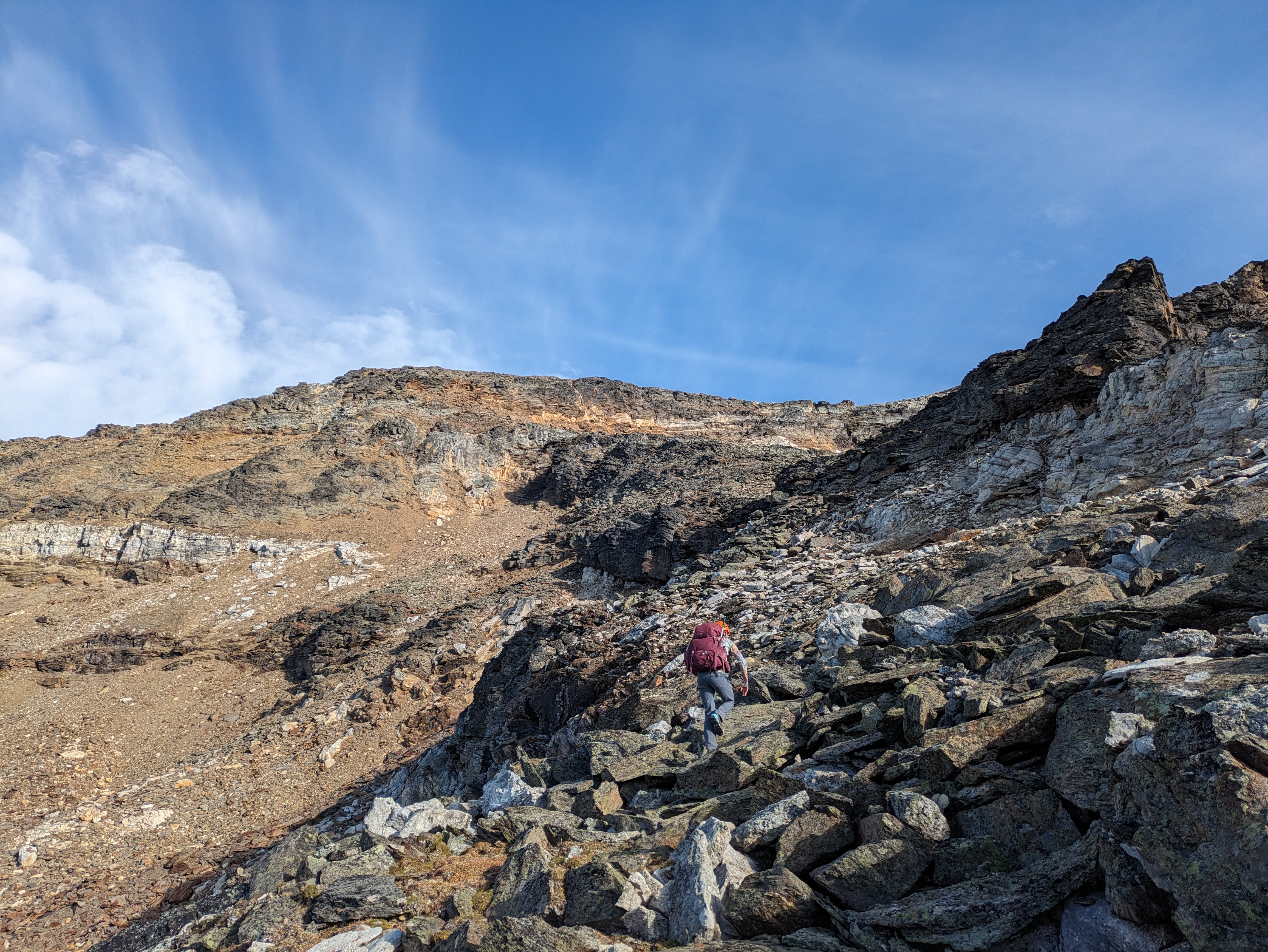 Continuing up the ridge toward the gully